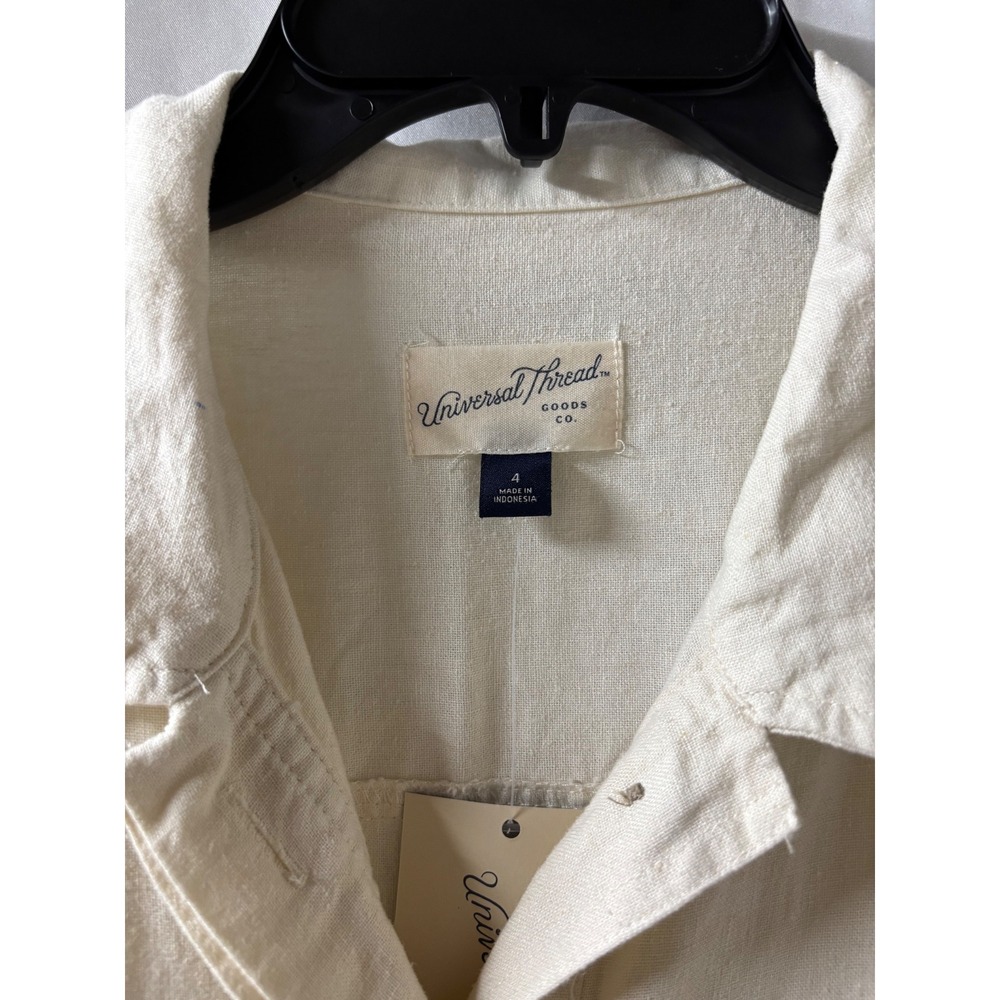 Universal Thread Cream Linen Blend Short Sleeve Utility Jumpsuit Size 4 NWT - Picture 3 of 5